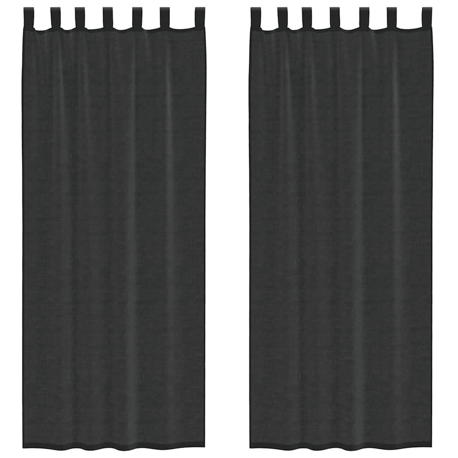Gordijnen voile met roedezakken 2 st zwart