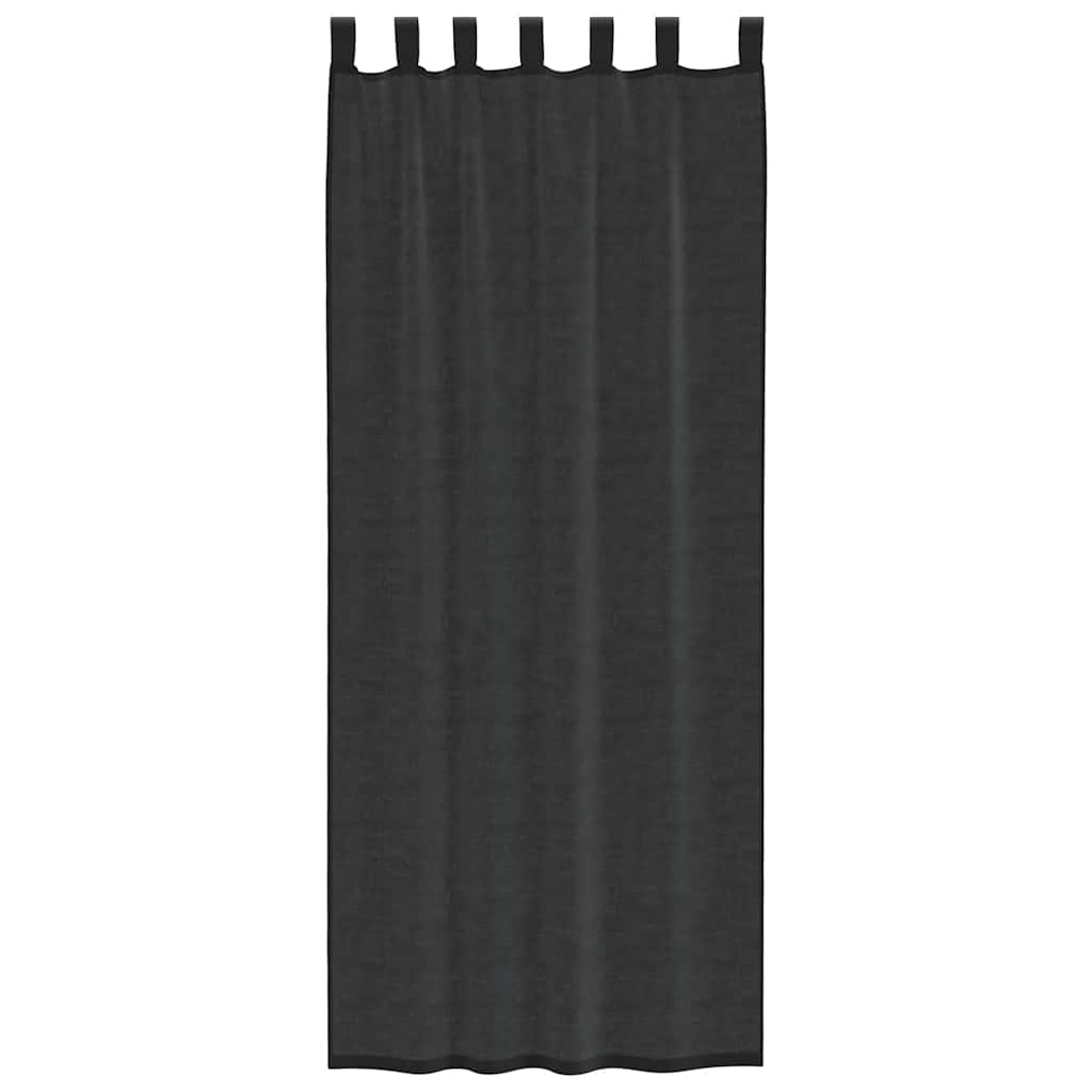 Gordijnen voile met roedezakken 2 st zwart