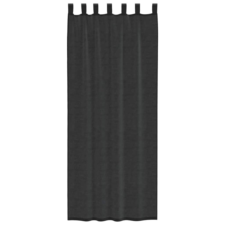 Gordijnen voile met roedezakken 2 st zwart