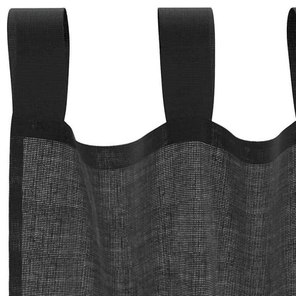 Gordijnen voile met roedezakken 2 st zwart