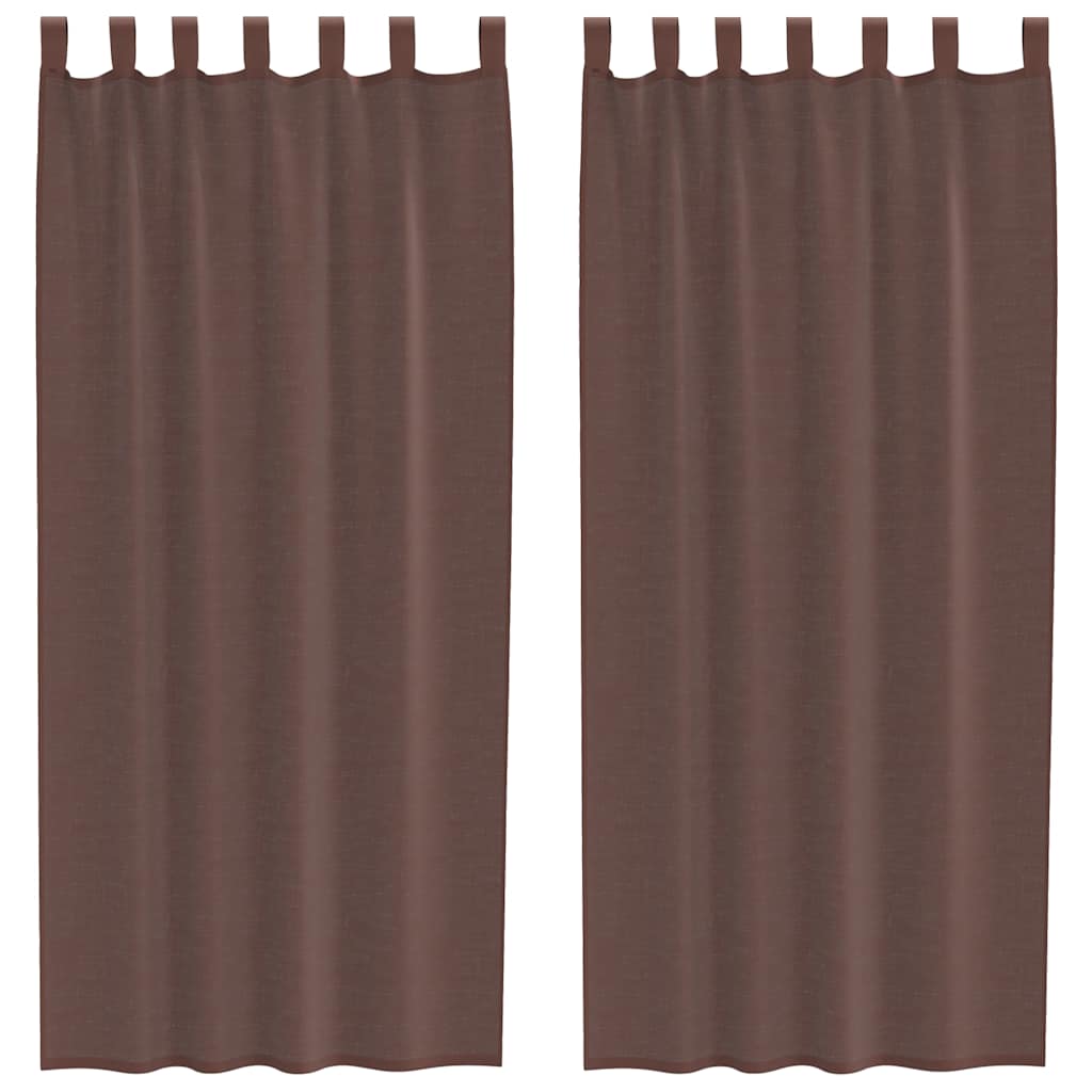 Gordijnen voile met roedezakken 2 st bruin