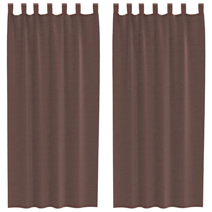 Gordijnen voile met roedezakken 2 st bruin