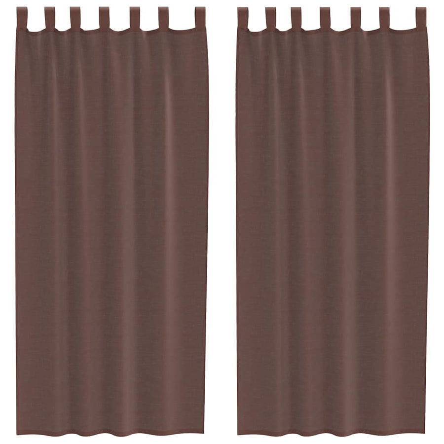 Gordijnen voile met roedezakken 2 st bruin