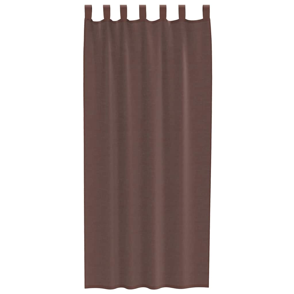 Gordijnen voile met roedezakken 2 st bruin