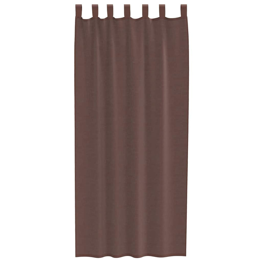 Gordijnen voile met roedezakken 2 st bruin