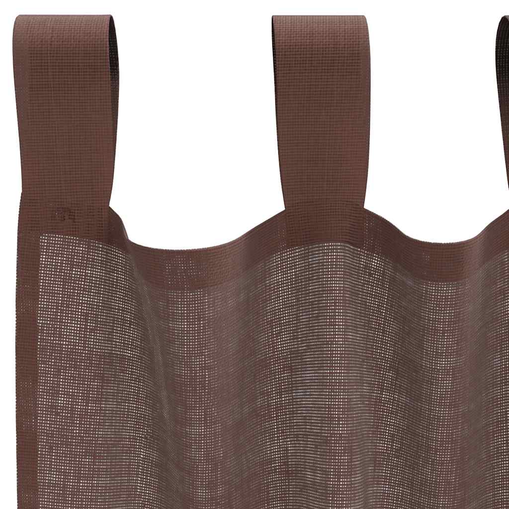 Gordijnen voile met roedezakken 2 st bruin