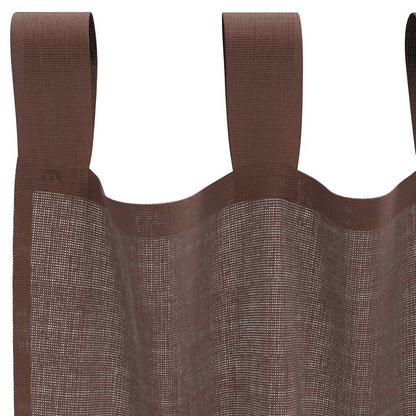 Gordijnen voile met roedezakken 2 st bruin