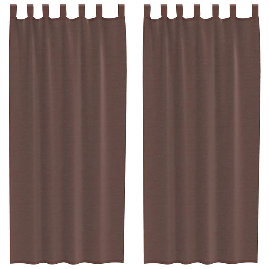 Gordijnen voile met roedezakken 2 st bruin