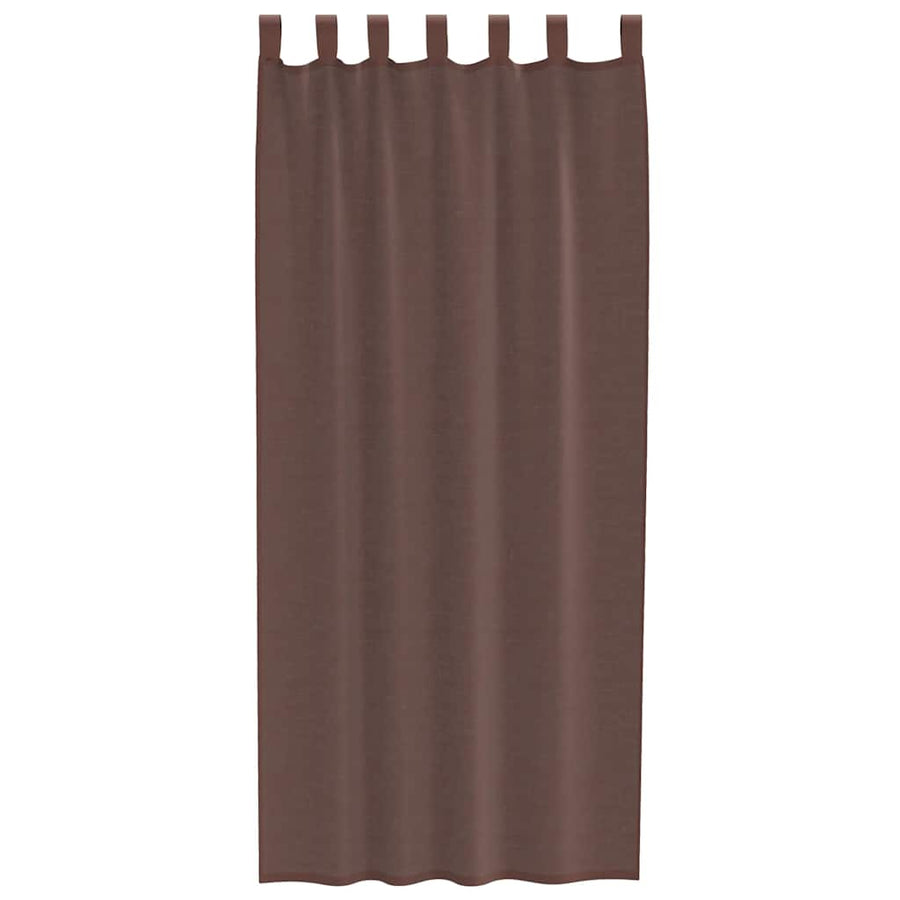 Gordijnen voile met roedezakken 2 st bruin