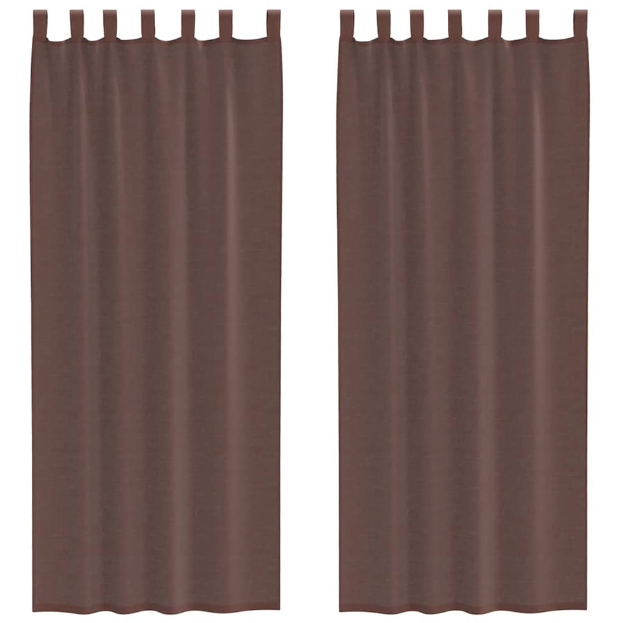 Gordijnen voile met roedezakken 2 st bruin