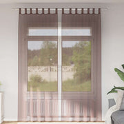 Gordijn voile 2 st 140x260 cm bruin roedezak