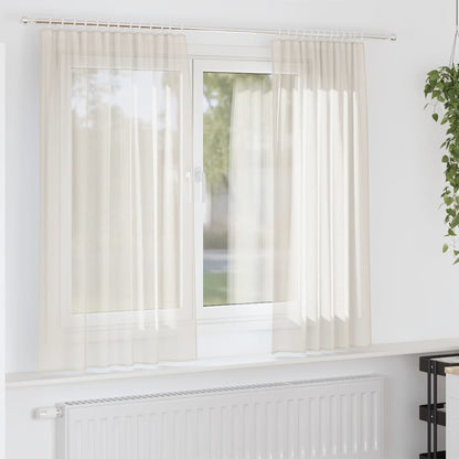 Gordijnen voile met roedezakken 2 st crèmekleurig