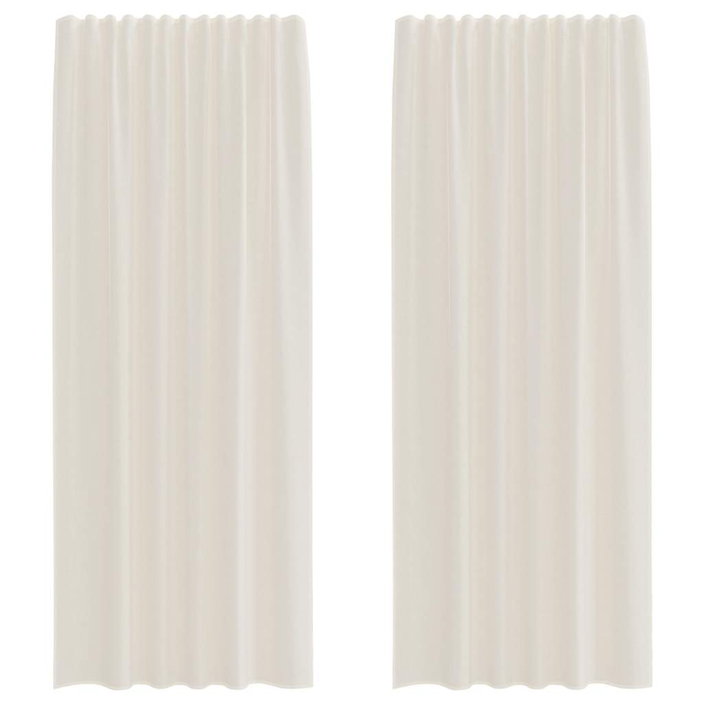 Gordijnen voile met roedezakken 2 st crèmekleurig