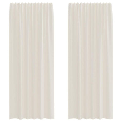 Gordijnen voile met roedezakken 2 st crèmekleurig