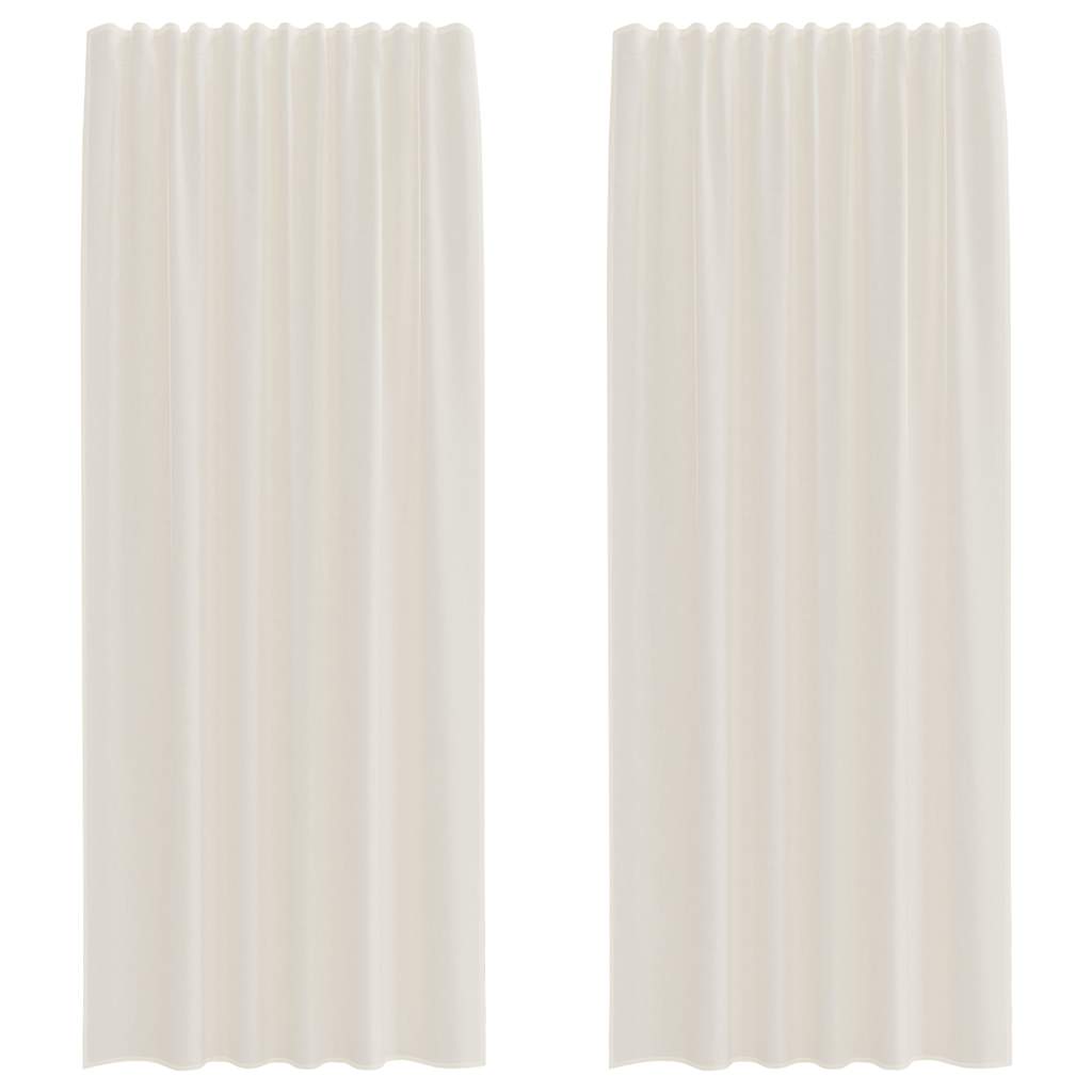 Gordijnen voile met roedezakken 2 st crèmekleurig