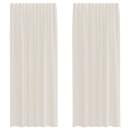 Gordijnen voile met roedezakken 2 st crèmekleurig