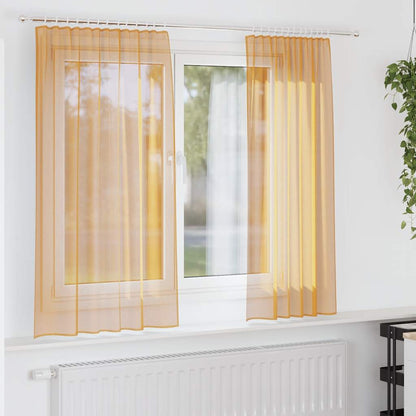 Gordijnen voile met roedezakken 2 st oranje
