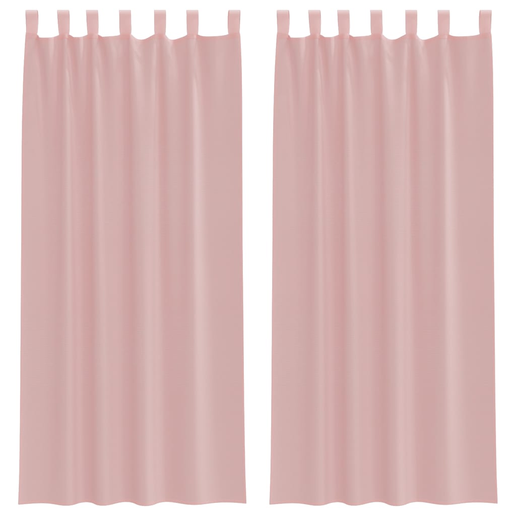 Gordijnen voile met roedezakken 2 st roze