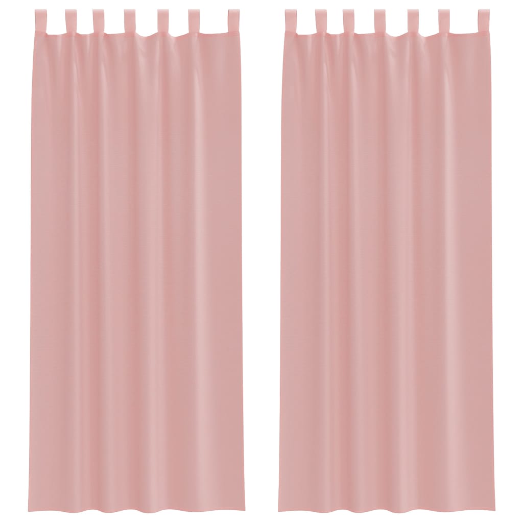 Gordijnen voile met roedezakken 2 st roze