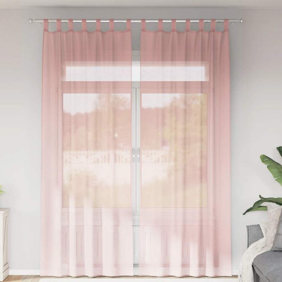 Gordijnen voile met roedezakken 2 st roze