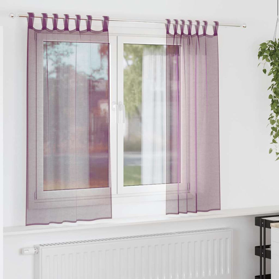 Gordijnen voile met roedezakken 2 st paars