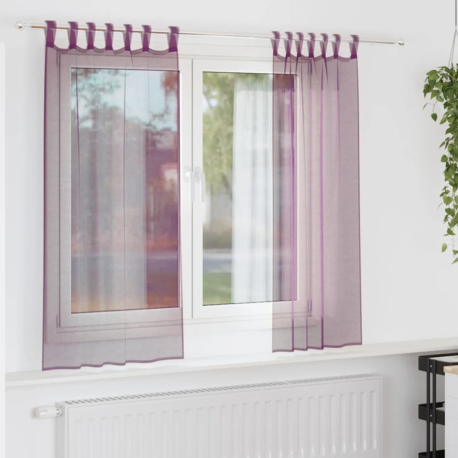 Gordijnen voile met roedezakken 2 st paars