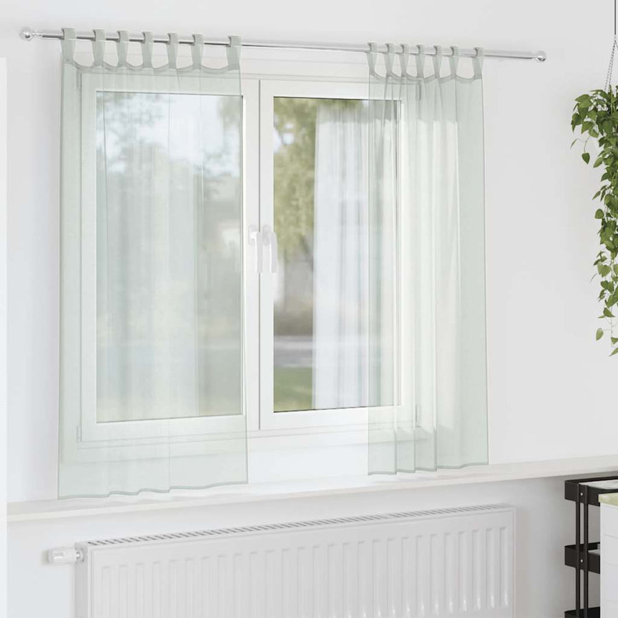 Gordijnen voile met roedezakken 2 st lichtgrijs