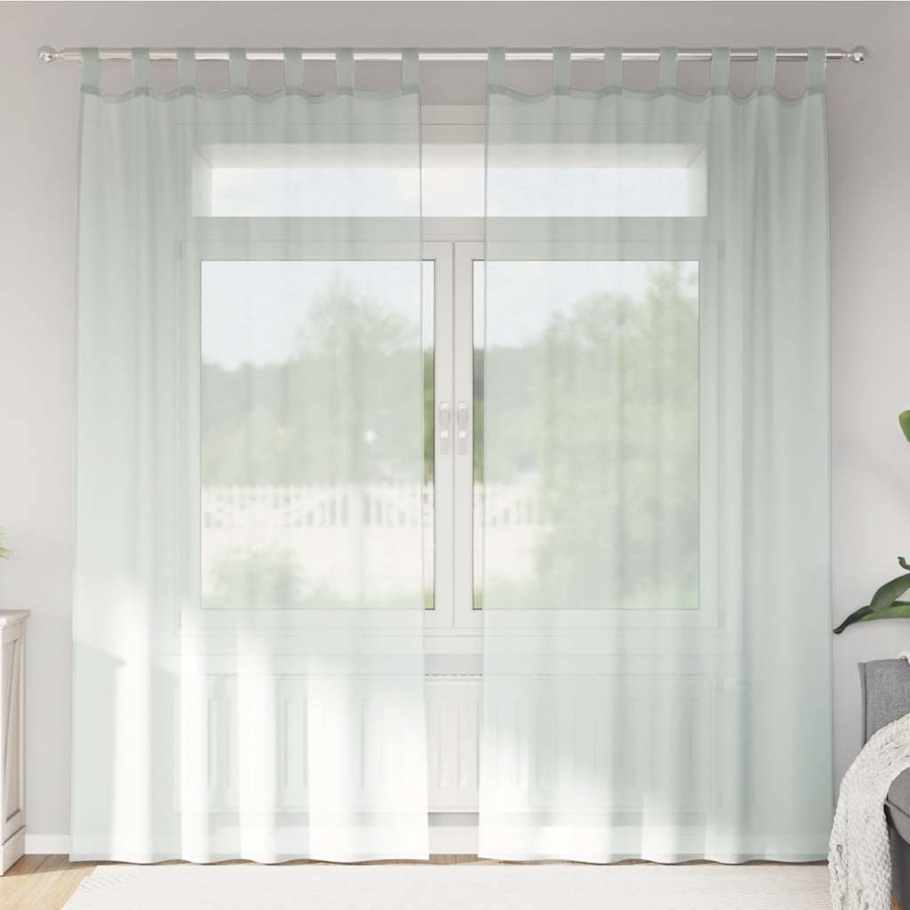 Gordijnen voile met roedezakken 2 st lichtgrijs