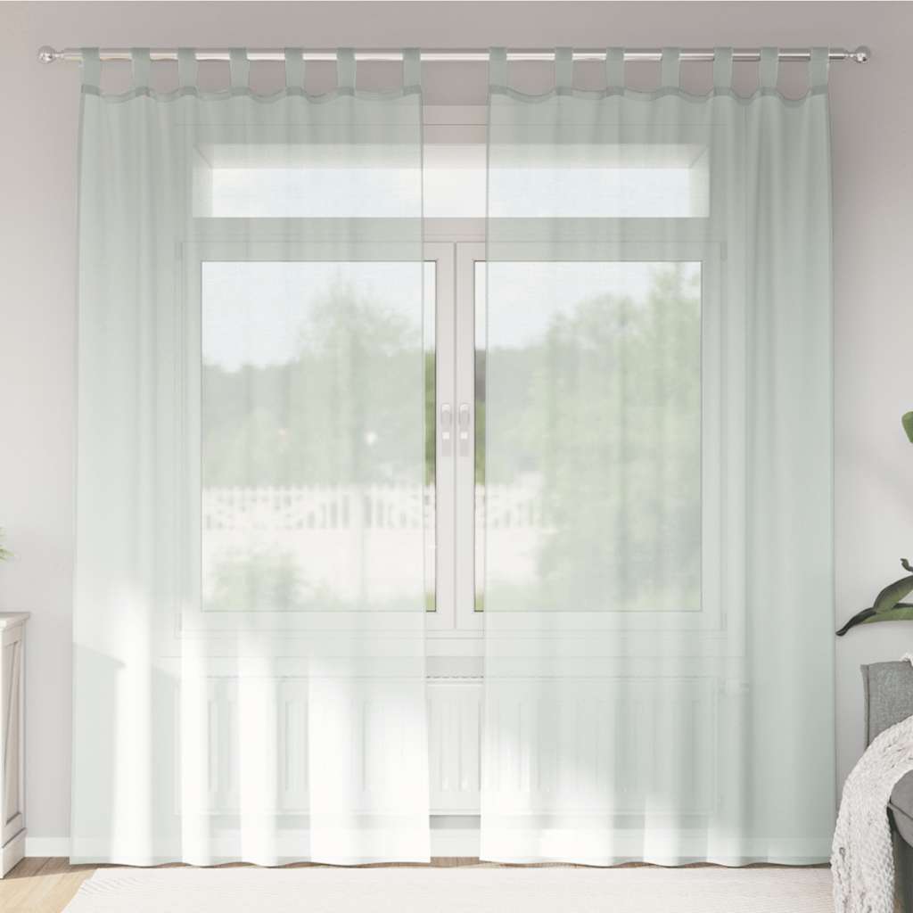 Gordijnen voile met roedezakken 2 st lichtgrijs