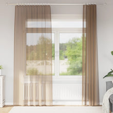 Gordijnen voile met roedezakken 2 st lichtbruin