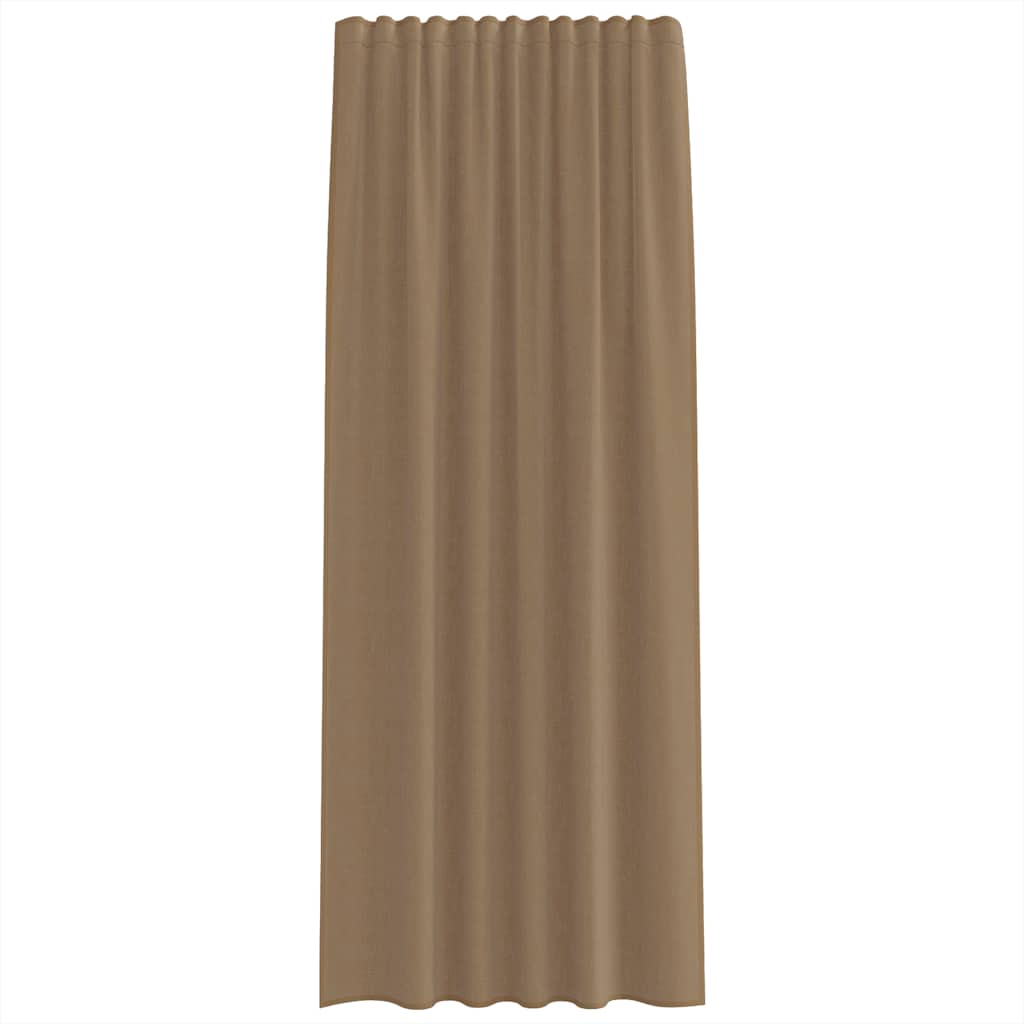 Gordijnen voile met roedezakken 2 st lichtbruin