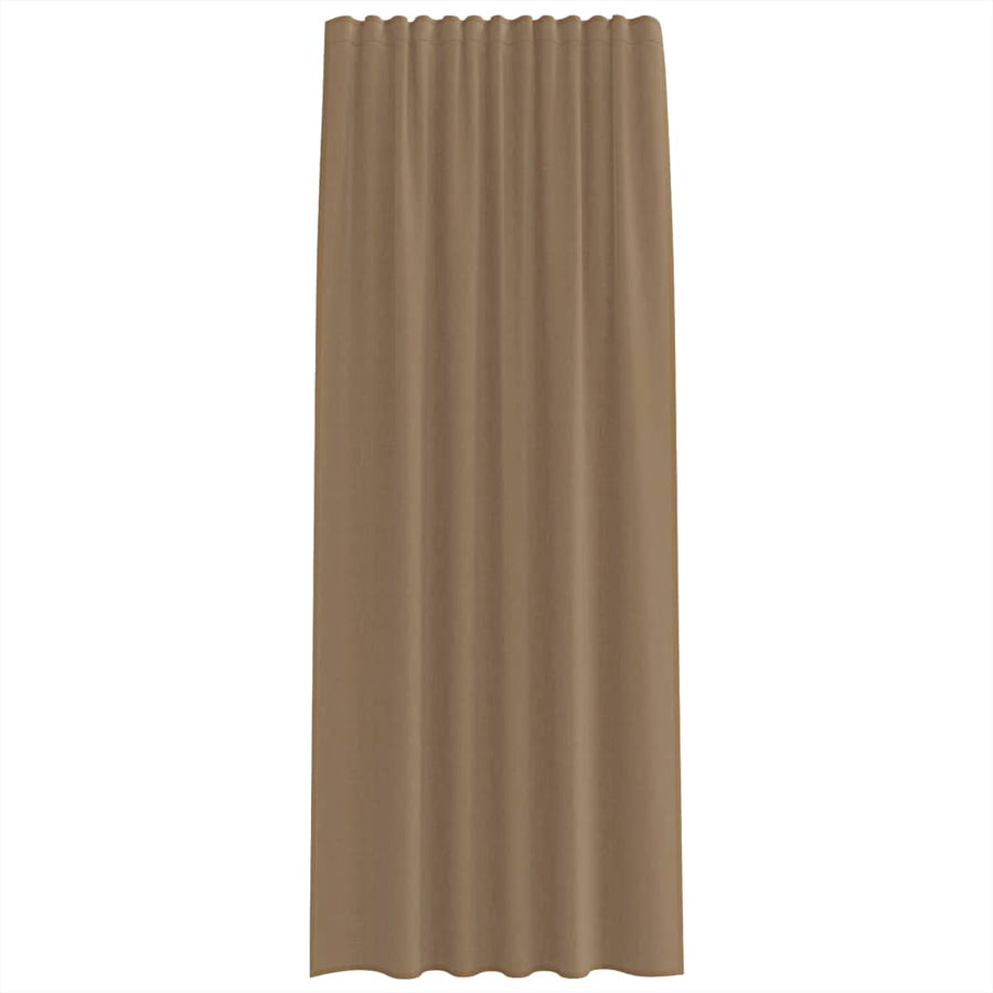Gordijnen voile met roedezakken 2 st lichtbruin
