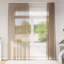 Gordijnen voile met roedezakken 2 st lichtbruin