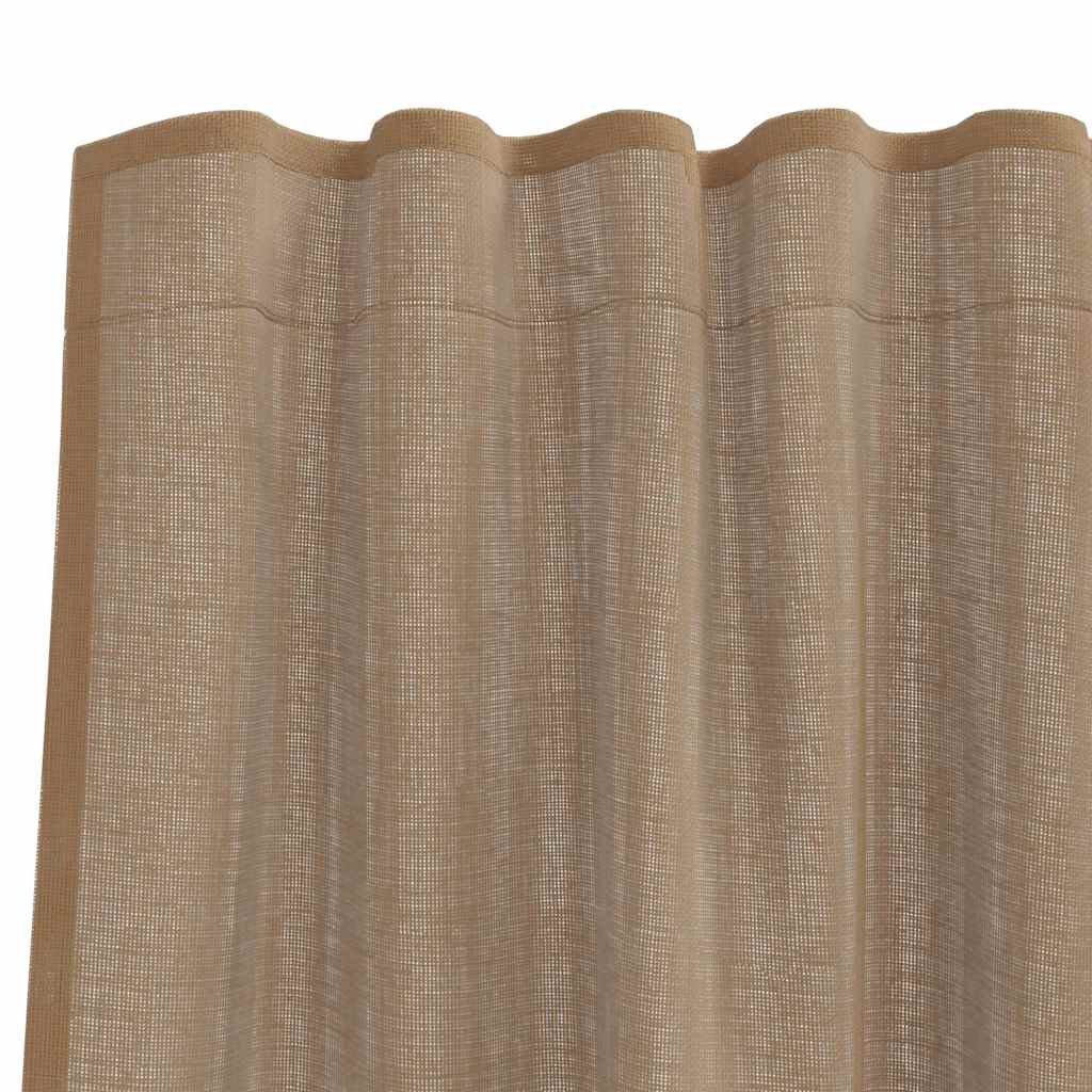 Gordijnen voile met roedezakken 2 st lichtbruin