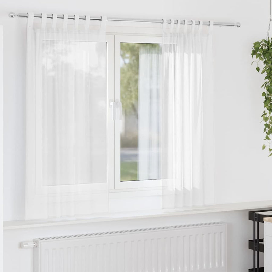 Gordijnen voile met roedezakken 2 st wit