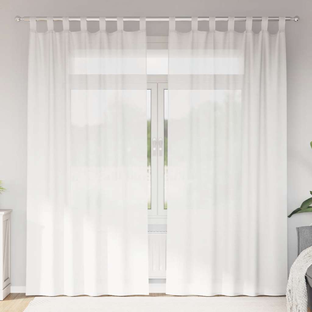 Gordijnen voile met roedezakken 2 st wit
