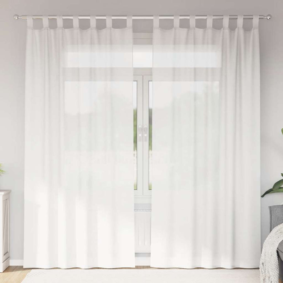 Gordijnen voile met roedezakken 2 st wit