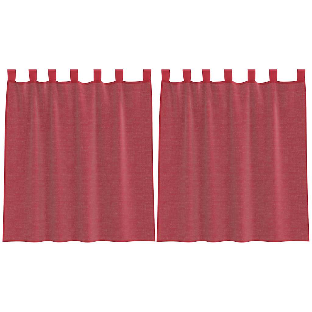 Gordijnen voile met roedezakken 2 st wijnrood