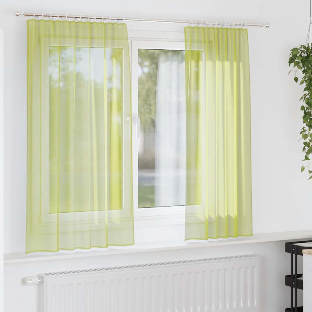Gordijnen voile met lipje Top 2 st Appelgroen