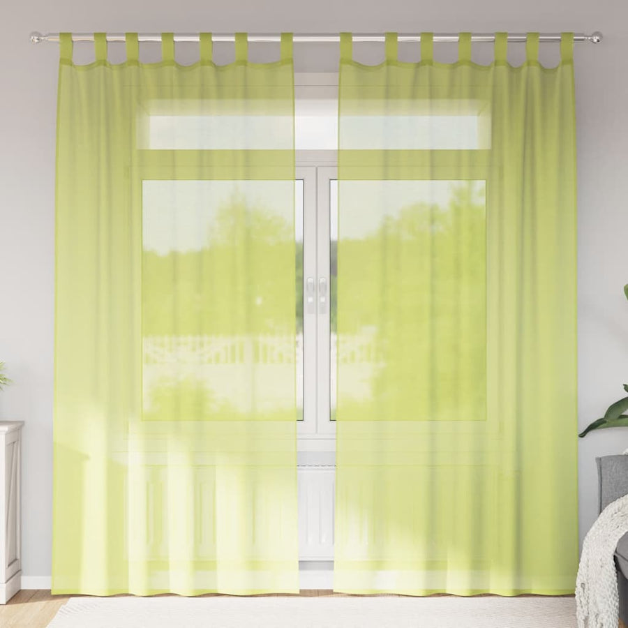 Gordijnen voile met lipje Top 2 st Appelgroen
