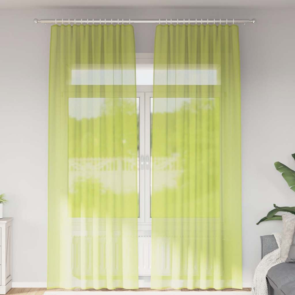 Gordijnen voile met lipje Top 2 st Appelgroen