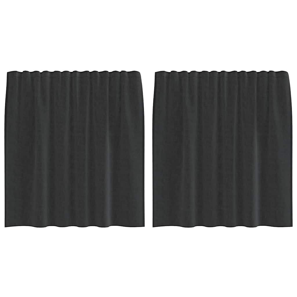 Gordijnen voile met tab top 2 st zwart