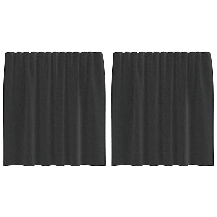 Gordijnen voile met tab top 2 st zwart