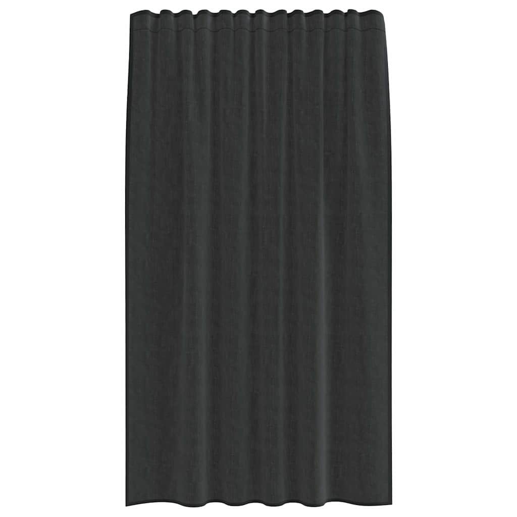 Gordijnen voile met tab top 2 st zwart