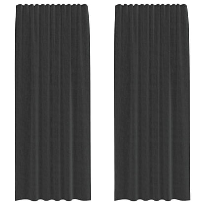 Gordijnen voile met tab top 2 st zwart