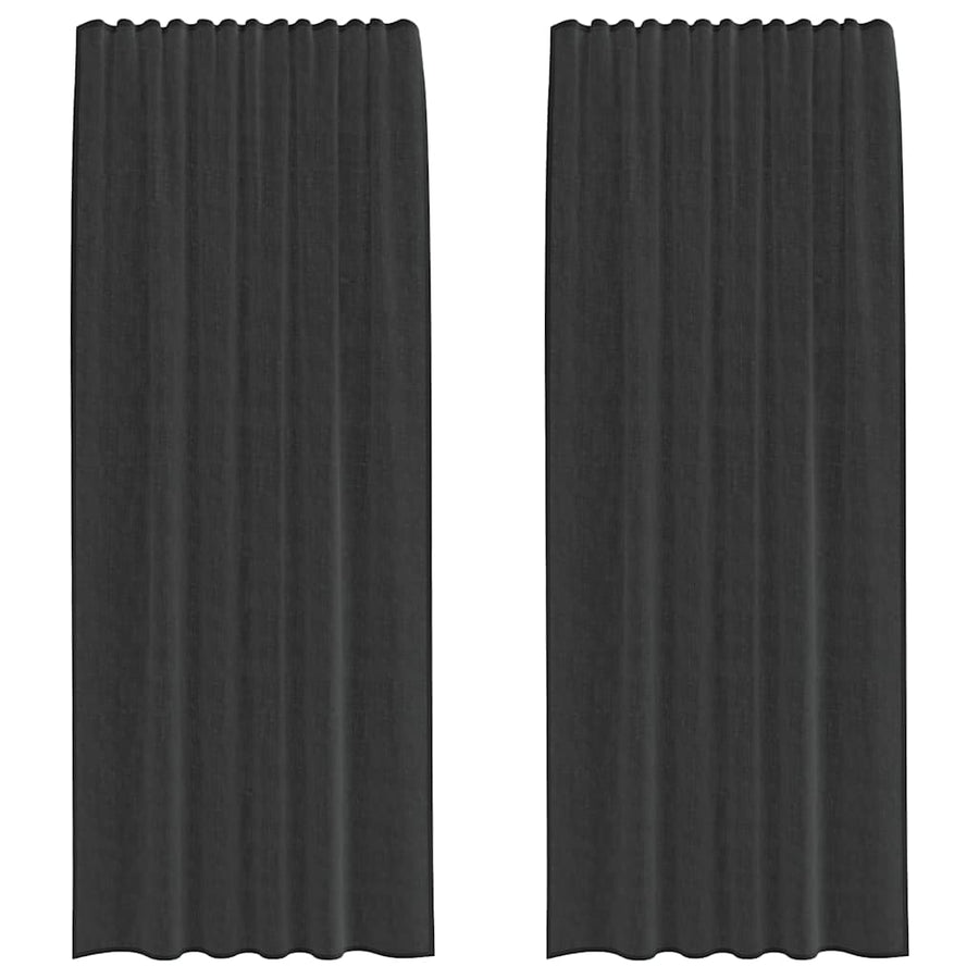 Gordijnen voile met tab top 2 st zwart