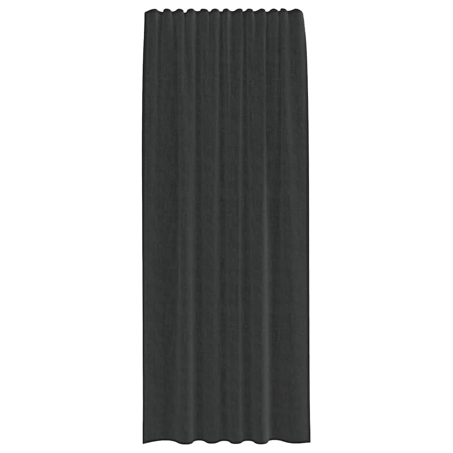 Gordijnen voile met tab top 2 st zwart