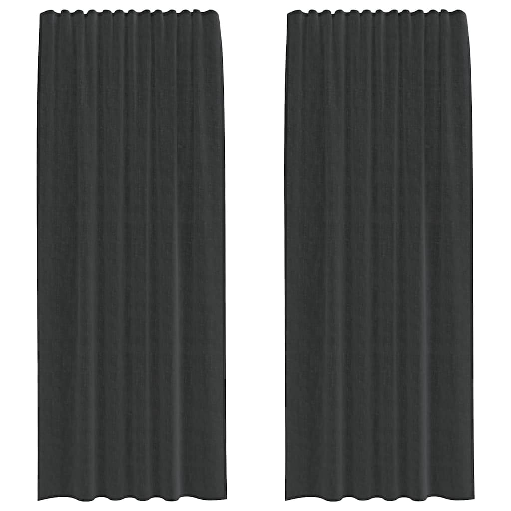 Gordijnen voile met tab top 2 st zwart