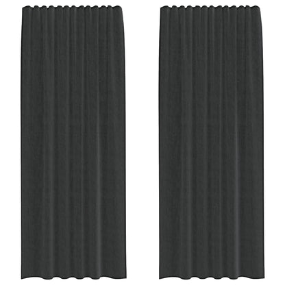 Gordijnen voile met tab top 2 st zwart