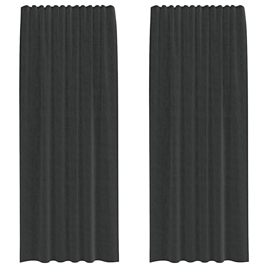Gordijnen voile met tab top 2 st zwart